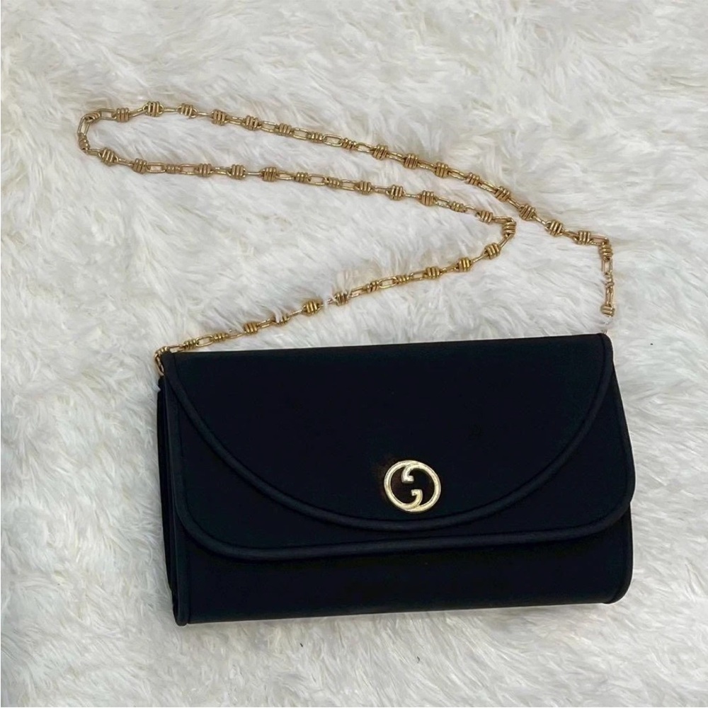 Gucci Black Clutch with Gold Chain Accent - Picture 1 of 13